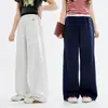 Pantalones Rectos para Chicas de Secundaria, Estilo Delgado de Verano, Talla Grande, Pantalones Deportivos de Punto Holgados, Pantalones Largos Casuales para Estudiantes