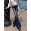 Jeans feminino casual da moda outono e inverno, estilo retrô americano, cintura baixa, corte slim.
