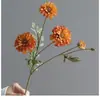 Crisântemo artificial de cor de outono com uma haste, decoração de casa pastoral, arranjo de flores artificiais, ornamento de arte floral, decoração de flor de seda para casamento