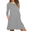 Vestido de Manga Larga de Color Puro Popular de Otoño e Invierno 2022 para Mujer Wish Amazon Ebay Nuevo