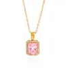 Collar Jieding de Acero de Titanio con Circonita Rosa, Collar con Colgante de Lujo Ligero de Nicho, Joyería de Acero Inoxidable para Mujeres, Cadena de Clavícula de Gama Alta