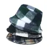 Sombrero de Pescador Cuadros Clásicos Estilo Británico Otoño e Invierno Transfronterizo Hip-hop Calle Retro Cálido de Lana de Cordero Sombrero de Cubo para Hombres