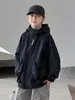 Chaqueta cortavientos estilo ropa de trabajo para niños, nueva colección primavera/otoño, chaqueta con capucha de corte holgado, top funcional estilo japonés para niños mayores, moderno