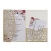 Papel Cebolla Dorado en Polvo Carta de Invitación Grabado Láser Perforado Tarjeta de Felicitación Hueca Boda Tarjeta de Invitación Dorada Fábrica en stock