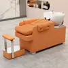 Cama de Lavado Semi-Reclinable Transfronteriza Peluquería Lavabo Cerámico con Pedal de Pie Cama de Enjuague Salón de Belleza Sofá Semi-Reclinable Cama de Lavado