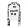 Camiseta Ligera de Rayas Sub-Sónicas con Estampado Desgastado de Manga Larga y Mangas Raglán para Hombre y Mujer, Holgada, Streetwear, Capa Base