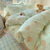 Conjunto de quatro peças de algodão de camada dupla de grau materno e infantil classe A 2025 nova colcha de algodão infantil lençol de cama 4