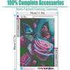 Pintura de diamante 5D, bordado de mariposa y flor de diamante redondo, pintura colgante, mariposa rosa, pegatinas de diamante, pintura colgante para sala de estar