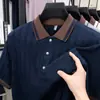 Versión de Comercio Exterior de Camisa Polo de Punto de Manga Corta para Hombre Europea y Americana con Cuello, Casual de Media Manga, Corte Ajustado, Estilo Veraniego de Moda para Jóvenes