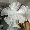 Flores Artificiais Gigantes com Tecido de Organza Perolado Plissado Brilhante para Styling de Casamento, Decoração de Cenário e Flores de Organza Fluídas