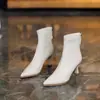 Botines de tacón alto con punta para mujer 2026 Otoño/Invierno Nuevo Estilo Versátiles Adelgazantes Botas Tacón Fino Negras Individuales Cómodos