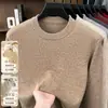 Suéter Masculino de Lã de Alta Qualidade Gola Redonda Outono/Inverno Casual Meia-idade Malha Base de Alta Qualidade Suéter Masculino Dropshipping
