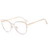 Nuevas gafas transfronterizas de metal con forma de ojo de gato, gafas de personalidad europea y americana con espejo plano antiazul
