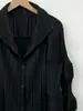Chaqueta de Traje Calidad Miyake para Mujer Tacto de Alta Gama Color Sólido Solapa Holgada Manga Larga Cárdigan para el Trabajo Cárdigan Plisado