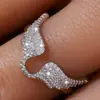 Novo Anel Aberto de Asas de Anjo com Zircônia Micro-Pavimentado Europeu e Americano Venda Quente Transfronteiriça Leve Luxo High-End Anel de Pena Anel