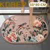 Suministro exclusivo transfronterizo de alfombrillas absorbentes de secado rápido para el suelo del baño con diseños de plantas y flores, alfombrillas de tierra de diatomeas, antideslizantes, resistentes a la suciedad, lavables a máquina