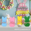 Amazon Transfronterizo Pascua de Primavera Conejo de Madera con Lazo de Puntos Madera Decoración de Mesa Decoración de Mesa Festiva