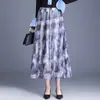 Saia Plissada Estampada Elegante para Mulheres, Nova Saia Evasê de Cintura Alta Emagrecedora Outono/Inverno 2026, Saia Evasê com Caimento da Moda