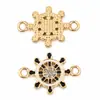 Roda de Navio com Gotejamento de Óleo e Cravejada de Diamantes Pingente Duplo DIY Colar Pulseira Pingente Fábrica Venda Direta Pode Ser Lote Misto Transfronteiriço