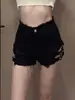 648 # Ropa de Verano Sexy para Mujer de Club Nocturno Shorts de Mezclilla de Cintura Alta con Letras y Jeans Rotos para Lucir Delgada