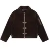Chaqueta Corta Estilo Retro Americano Color Marrón Oscuro para Hombre, Nuevo Estilo Primavera y Otoño, Elegante Hombro Normal Solapa Desgastada Botón de Avión Chaqueta