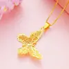 Collar para Mujer con Colgante de Mariposa Hueca Oro de Arena Vietnamita Latón Dorado 24K Joyería Galvanizada Cadena para Clavícula al por Mayor