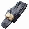 Pantalones Casuales de Invierno para Hombre con Forro de Polar Joggers Holgados Moda Versátil Pantalones de Chándal Elásticos Deportivos Largos para Hombre