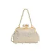 Yue Zi 2026 Bolsos Nuevos de Lentejuelas para Principios de Otoño Bolso de Mano con Cadena de Perlas Bolso Cruzado de Hombro Único Bolso de Noche para Mujer Texturizado