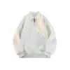 Moletom polo com gola virada estilo high street americano para homens, novo modelo 2026 para primavera e outono, top liso simples e versátil com toque de alta qualidade