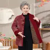 Ropa de Otoño Invierno para Abuela Traje Tang Top Grueso Ropa para Mujeres de Mediana Edad y Mayores Ropa para Personas Mayores Abrigo de Lana Cálido con Felpa Adicional de Longitud Media