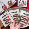 Grampo de Cabelo Infantil de Natal Menina Personagem de Desenho Animado Galhadas Presilha BB Laço Presente Cor Café Árvore de Natal Elástico de Cabelo