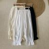 25 Primavera Nueva Serie Mori Color Sólido Algodón Delgado Bordado Hueco Corte en el Pie Pantalones con Corte Insertado Apilados con Pantalones de Botón de Flor