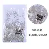 Base Prata 1440 Pedras Strass Flat Bottom para Nail Art Que Não Caem, Decorações de Diamante de Vidro Redondo Transparente Branco Ab