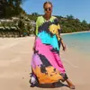 Camisa Protectora Solar de Playa Estampada de Rayón Europea y Americana al por Mayor, Vestido Sexy Holgado de Vacaciones, Cubre Traje de Baño Bikini