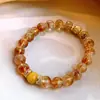 Pulsera de Ojo de Tigre con Cuentas de Cristal Torre Amarilla para Mujer, Pulsera de Nicho de Lujo Ligero, Joyería de Mano de Cristal de Moda Elegante para Celebridades de Internet