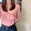 Sudeste Asiático popular gola alta básica blusa de baixo top interno suéter de manga longa estilo coreano slim fit suéter afina a silhueta para mulheres