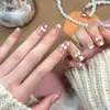 Gatito Lindo Blanqueamiento Nuevo Lazo Rosa Ojo de Gato Manicura Portátil Estilo Corto Hecho a Mano Lindo Manicura