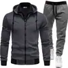 26 estilos de chaquetas deportivas para hombre de otoño e invierno con retazos, conjunto casual de dos piezas para hombre con pantalones largos de manga larga y capucha