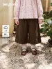 Pantalones de pana para bebé niña Jerry Estilo francés Pantalones cropped para niños Pantalones versátiles para niños pequeños Pantalones de pierna ancha para bebé de otoño