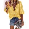 Stock Listo Ropa Europea y Americana Deseo Primavera y Otoño Camisa Top de Manga Larga Estampada de Botonadura Única Holgada con Solapa