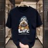 Venta al por mayor de fábrica manga corta verano amantes patrón estampado inglés camiseta Joker top holgado cuello redondo