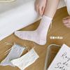 Calcetines holgados delgados de malla transpirable para primavera/verano para mujer con lazo de cinta 3D, hasta la mitad de la pantorrilla, estilo ballet, calcetines de algodón
