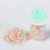 Goma para el pelo desechable de alta elasticidad estilo coreano para niños, banda para el pelo, banda de goma, banda de goma de color continuo de fuerte tracción para niña, en lata