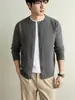 Cárdigan de punto para hombre Yingao de primavera y otoño, Chaqueta de color liso con cuello redondo de un solo botón, Suéter nuevo de manga larga para caballero