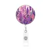 Crachá de identificação do fabricante com tema floral e clipe retrátil, revestimento plástico de fácil fixação, adequado para crachás temáticos florais e de animais para uso transfronteiriço