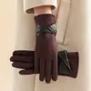 Guantes Retro para Mujeres de Mediana Edad y Mayores en Invierno, Forrados de Felpa para Calidez y Protección contra el Frío, Ciclismo, Conducir, Deportes en Vehículos Eléctricos, Terciopelo Alemán