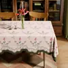 Toalha de Mesa de Algodão e Linho Estilo Francês, Lavável, Impermeável, à Prova de Óleo, Luxo Leve, Toque de Alta Qualidade, Resistente ao Calor, Capa Retangular para Mesa de Centro