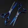 Tijeras de Peluquería Azules Damasco de 6.0 pulgadas, Tijeras para Cortar el Cabello, Tijeras Entresacadoras, Tijeras para Flequillo, Tijeras Entresacadoras para Adelgazar el Cabello
