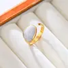 Anillo Abierto de Acero de Titanio Esmaltado Transfronterizo Europeo y Americano para Mujer, Anillo Simple de Acero Inoxidable Chapado en Oro Estilo Ins de Lujo Ligero