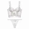 Conjunto de sujetador y braga de lencería sexy estilo francés ultradelgado para busto grande, minimizador, anti-flacidez, talla extra, con bordado femenino y espalda de encaje